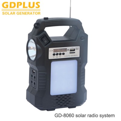 2016 new style LED emergency lamp with MP3 radio mobile phone charger Solar radio lighting system solar radio factory